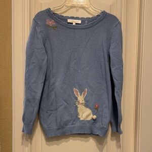 LOVESHACKFANCY Blue Sweater with Rabbit Design